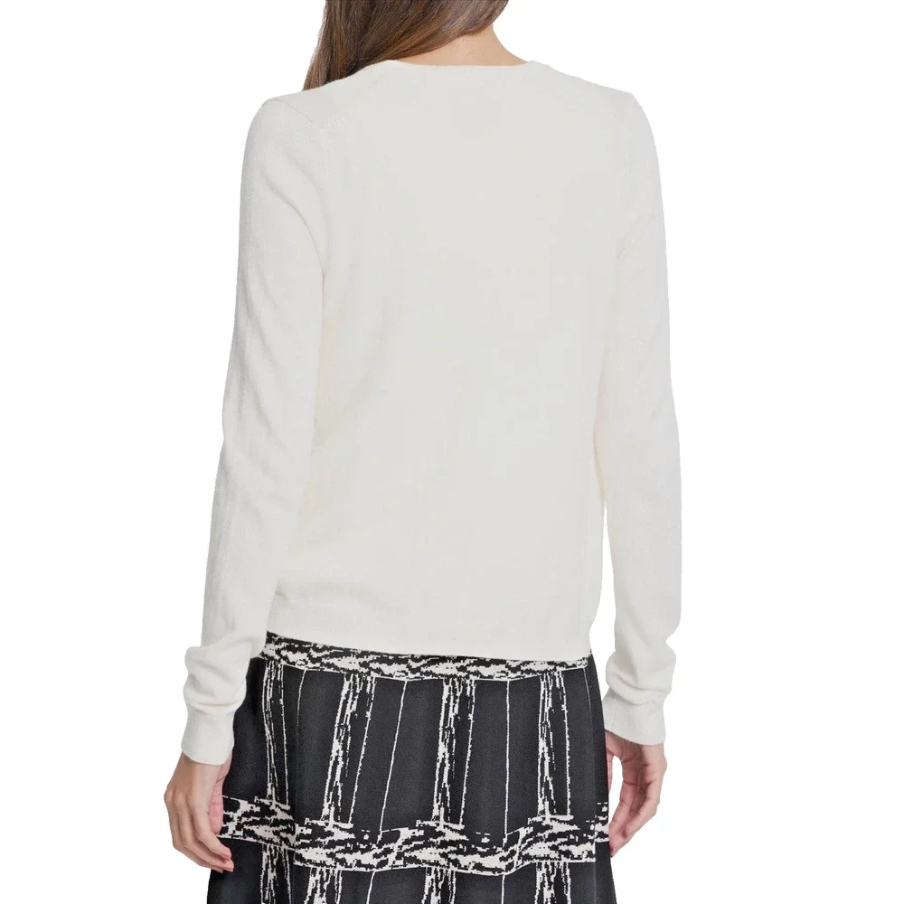 Nic+Zoe Cream Sequin Trim Cardigan Small Open Front Knit NWT - Picture 2 of 5
